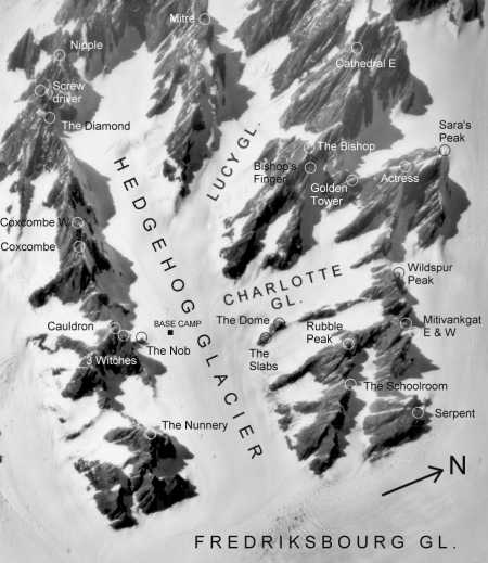 Map of the Hedgehog Glacier